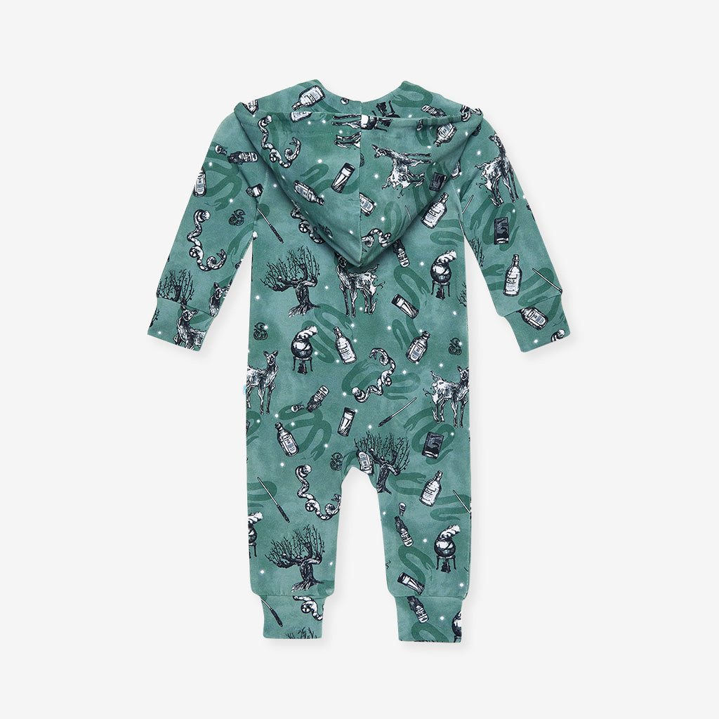 Slytherin House French Terry Zippered Hooded Romper