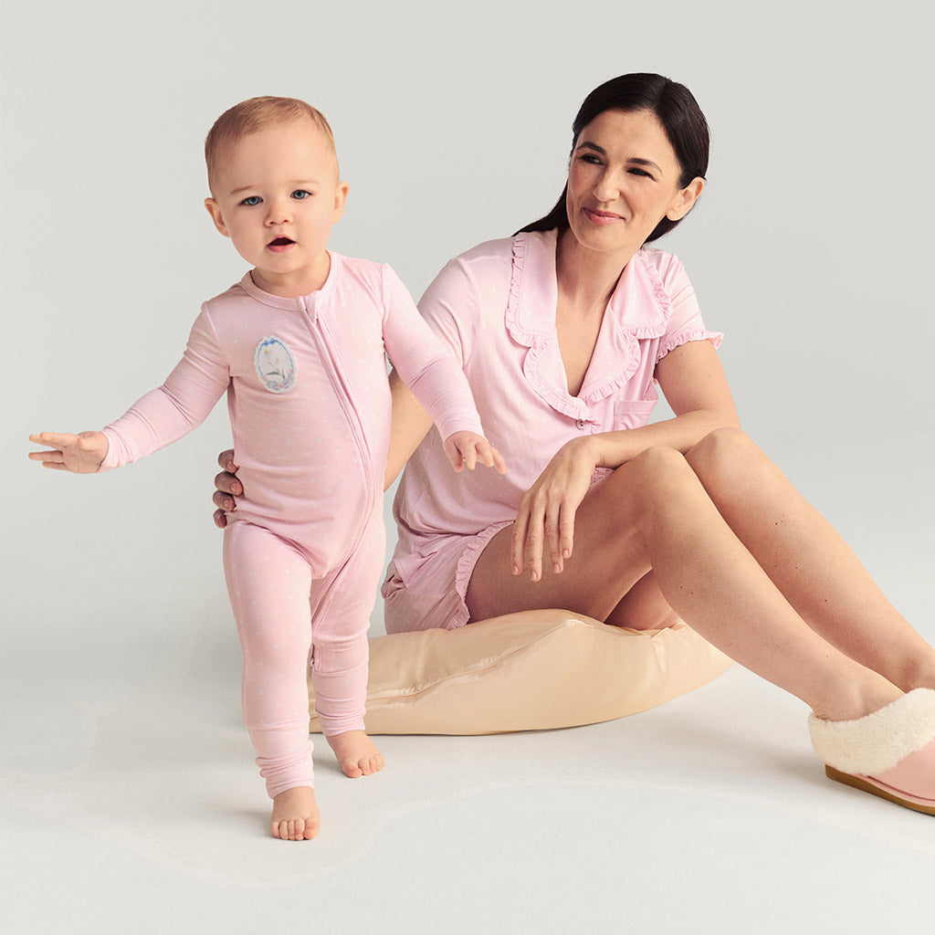 Caroline Dot Women's Ruffled Pajama Short Set
