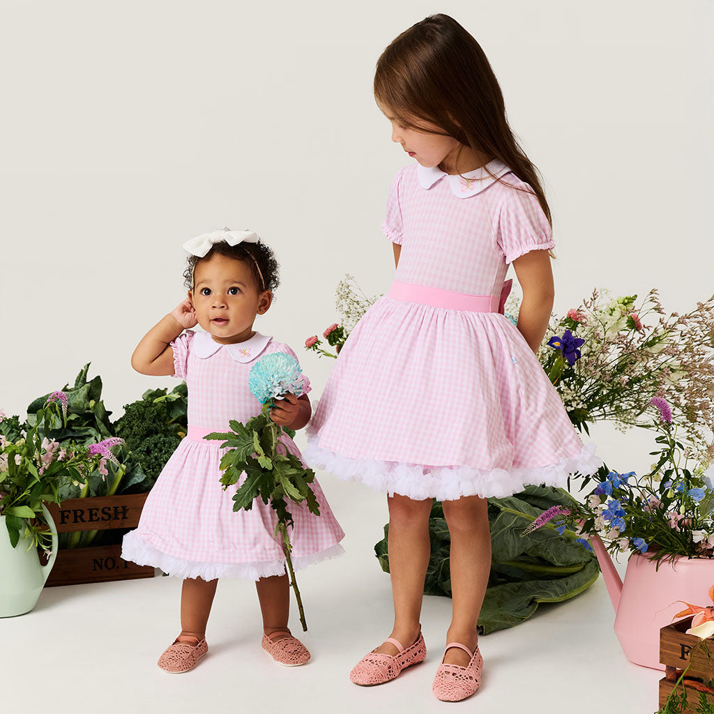 Garden Gingham Pink Petticoat Bodysuit Dress