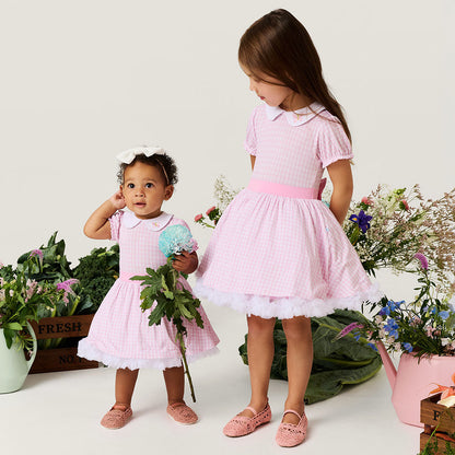 Garden Gingham Pink Petticoat Bodysuit Dress