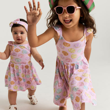 Shelly Pink Ruffled Picot Bodysuit Dress