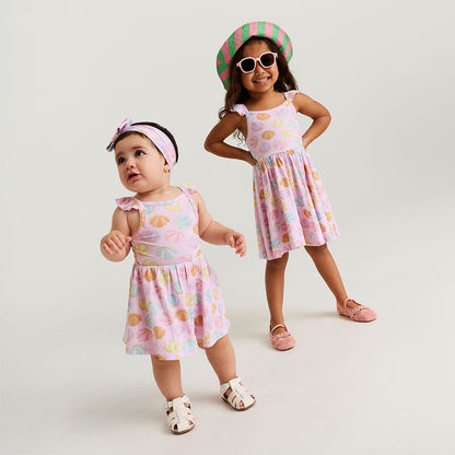 Shelly Pink Ruffled Picot Bodysuit Dress