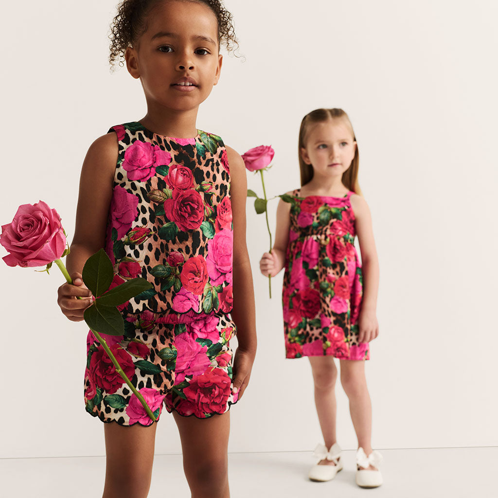 Wild Roses Bamboo Challis Top Short Set