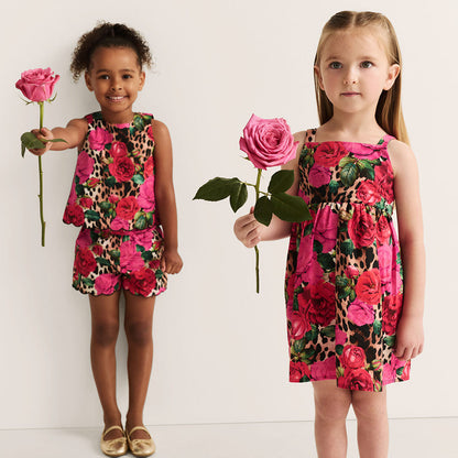 Wild Roses Bamboo Challis Tie Back Dress