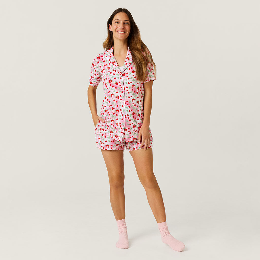 Sweet Strawberries Women's Luxe Pajama Short Set
