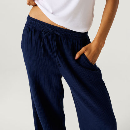 Varsity Navy Women's Cotton Crinkle Pants