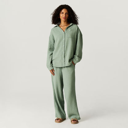 Soft Jade Women's Oversized Cotton Crinkle Shirt