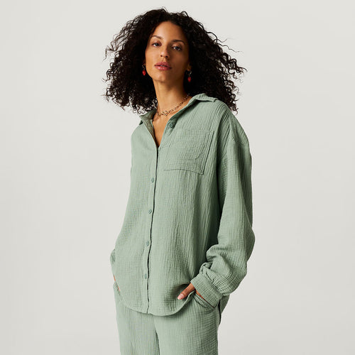 Soft Jade Women's Oversized Cotton Crinkle Shirt