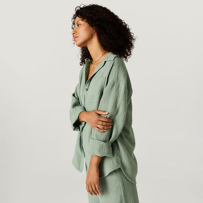 Soft Jade Women's Oversized Cotton Crinkle Shirt