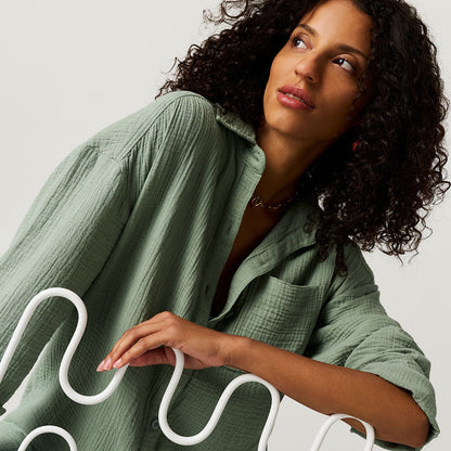 Soft Jade Women's Oversized Cotton Crinkle Shirt