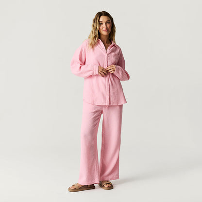 Happy Pink Women's Oversized Cotton Crinkle Shirt