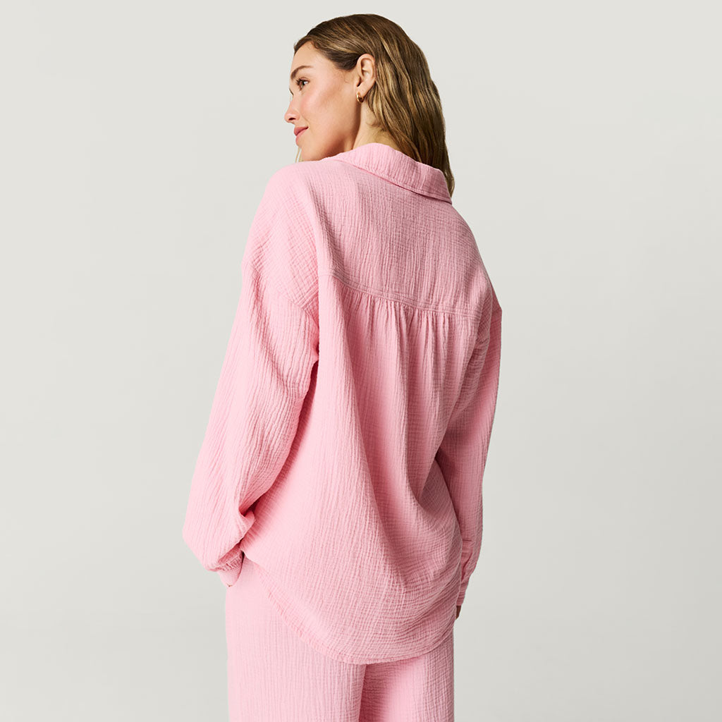 Happy Pink Women's Oversized Cotton Crinkle Shirt