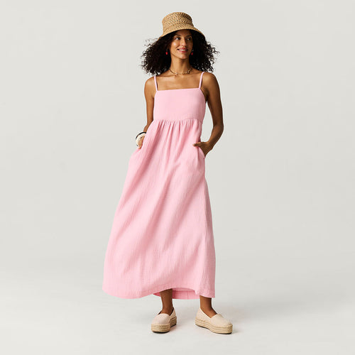 Happy Pink Women's Cotton Crinkle Maxi Dress