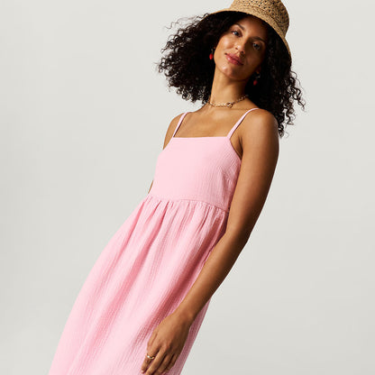 Happy Pink Women's Cotton Crinkle Maxi Dress