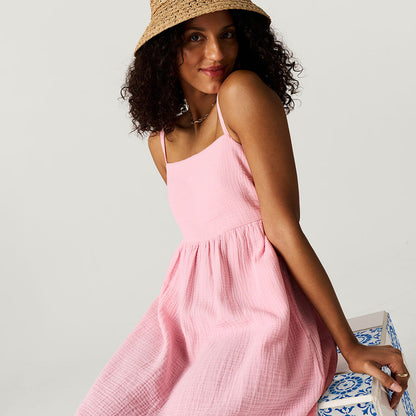 Happy Pink Women's Cotton Crinkle Maxi Dress