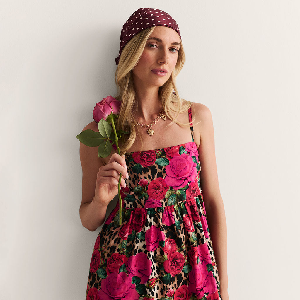 Wild Roses Women's Bamboo Challis Mini Dress