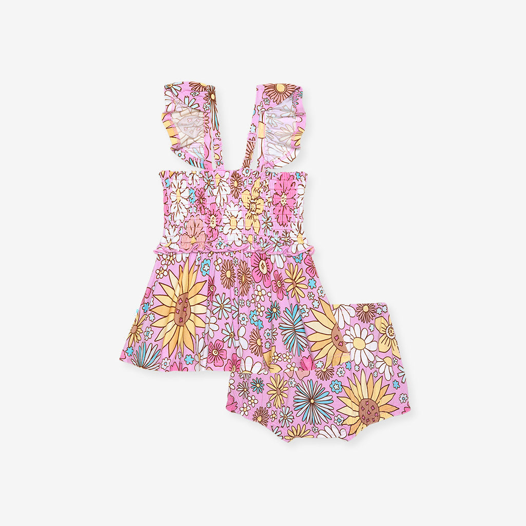 Presley Pink Smocked Babydoll Bummie Set