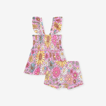 Presley Pink Smocked Babydoll Bummie Set