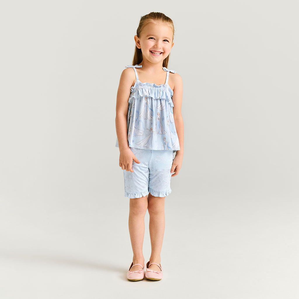 Disney Let It Go Bow Strap Top Ruffled Short Set