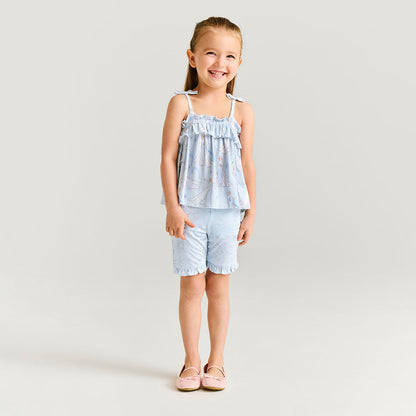 Disney Let It Go Bow Strap Top Ruffled Short Set