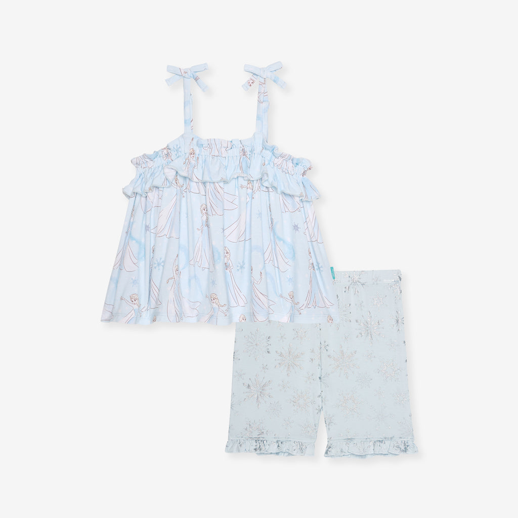 Disney Let It Go Bow Strap Top Ruffled Short Set