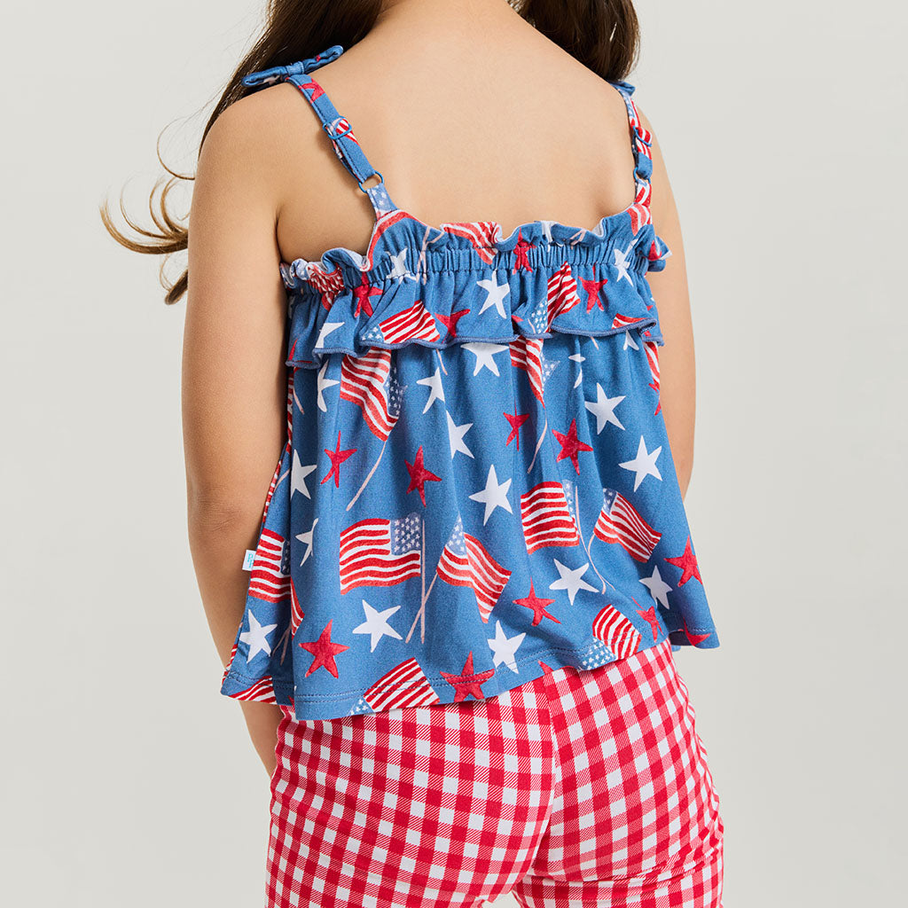 Sam Bow Strap Top Ruffled Short Set