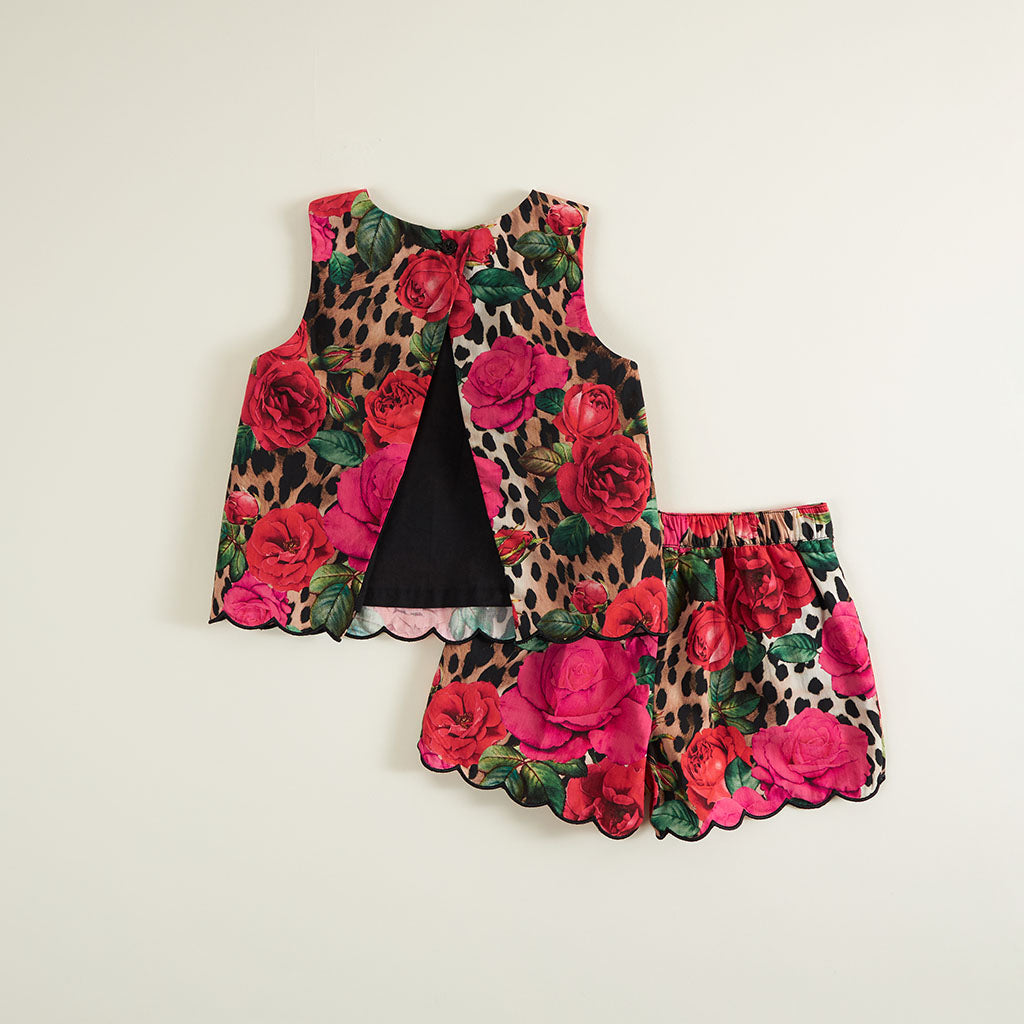 Wild Roses Bamboo Challis Top Short Set