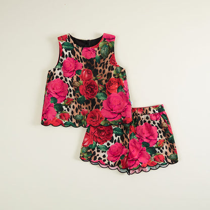 Wild Roses Bamboo Challis Top Short Set