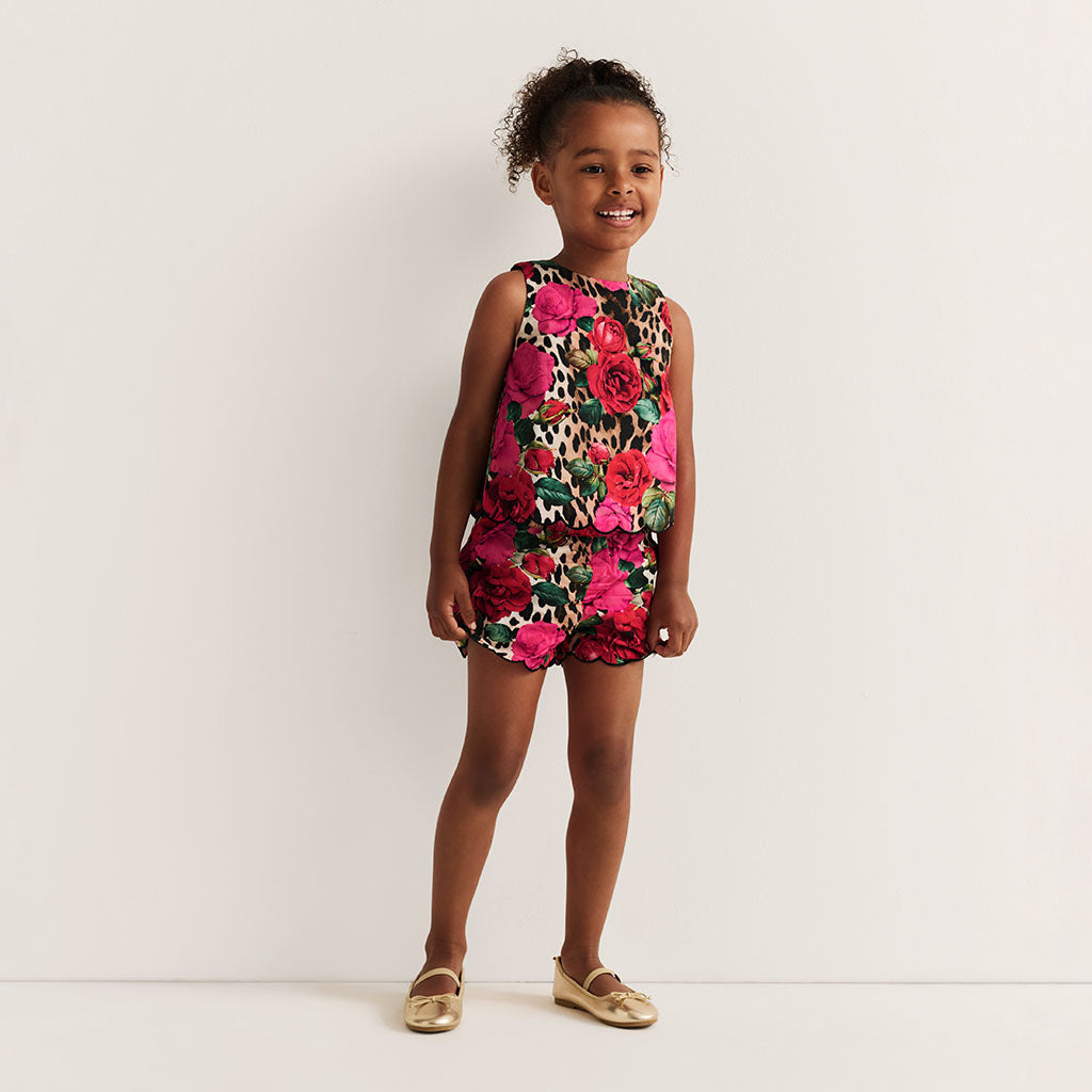 Wild Roses Bamboo Challis Top Short Set