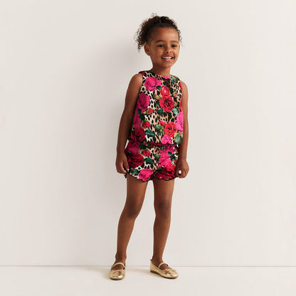 Wild Roses Bamboo Challis Top Short Set