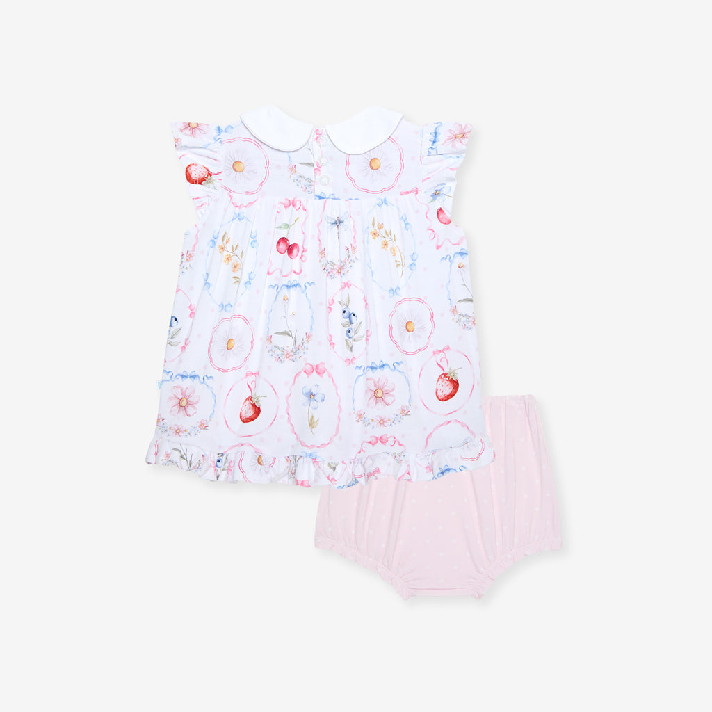 Caroline Collared Smocked Ruffled Dress Bummie Set