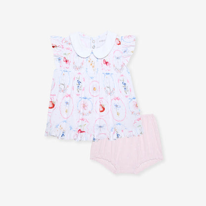 Caroline Collared Smocked Ruffled Dress Bummie Set