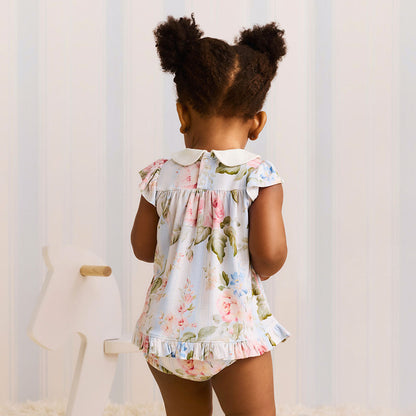 Leigh Collared Smocked Ruffled Dress Bummie Set