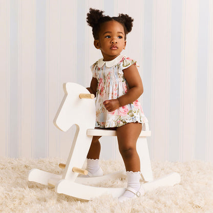 Leigh Collared Smocked Ruffled Dress Bummie Set