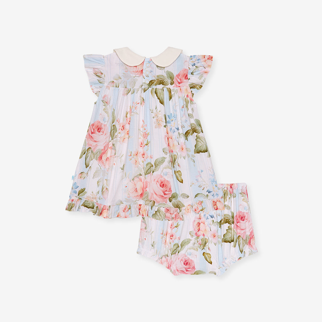 Leigh Collared Smocked Ruffled Dress Bummie Set