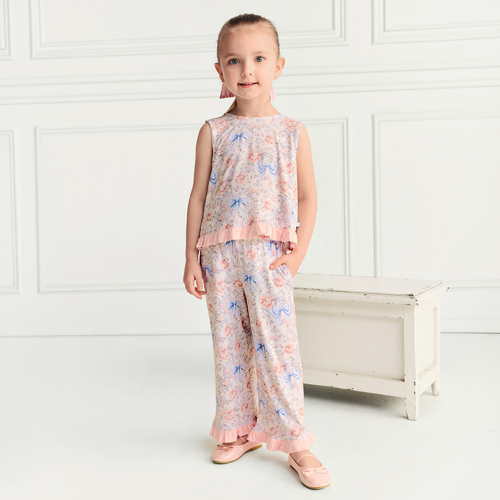 Agatha Ruffled Bow Back Tank Pant Set