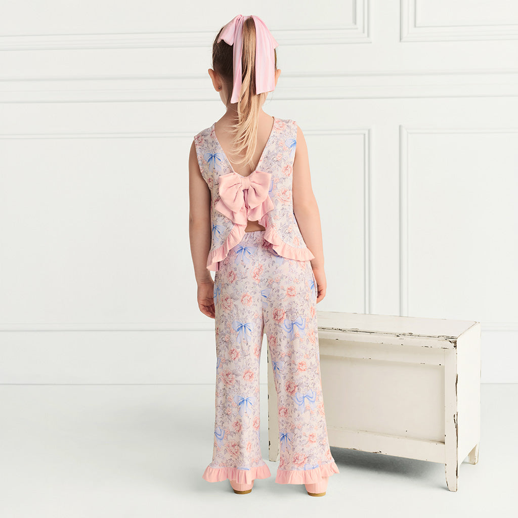 Agatha Ruffled Bow Back Tank Pant Set