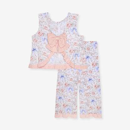 Agatha Ruffled Bow Back Tank Pant Set