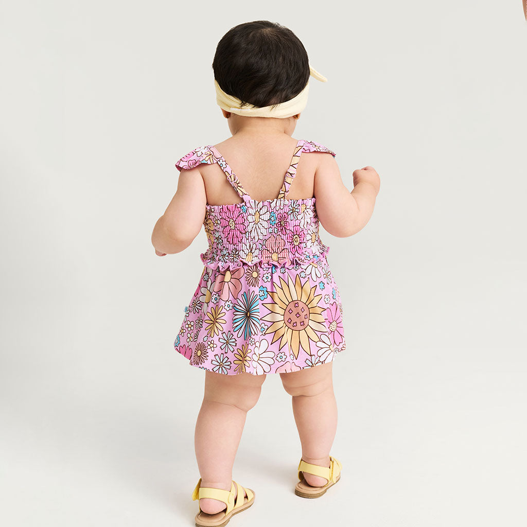 Presley Pink Smocked Babydoll Bummie Set