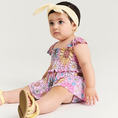 Presley Pink Smocked Babydoll Bummie Set