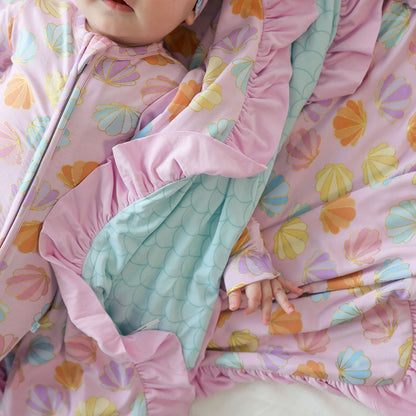 Shelly Pink & Posh Scales Ruffled Luxe Patoo® Blanket