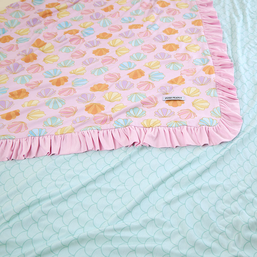 Shelly Pink & Posh Scales Ruffled Luxe Patoo® Blanket