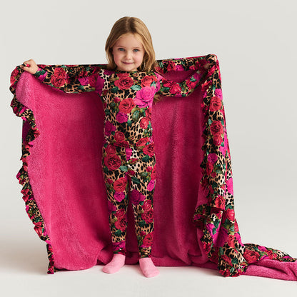 Wild Roses Ruffled Luxe Plush Patoo® Blanket