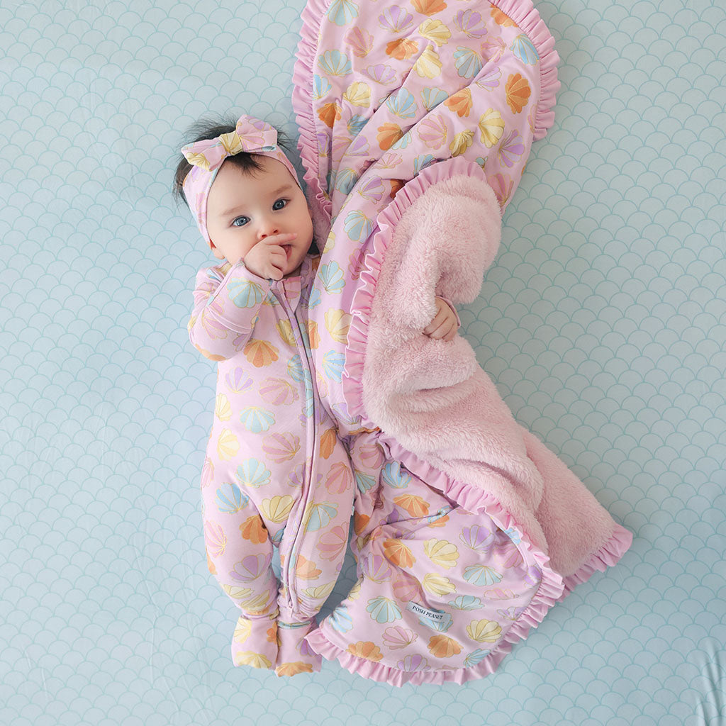 Shelly Pink Ruffled Luxette Plush Patoo® Blanket