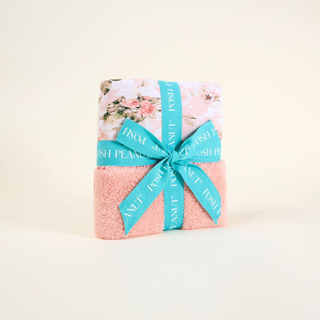 Vintage Pink Rose Ruffled Luxette Plush Patoo® Blanket