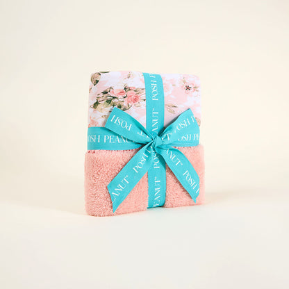 Vintage Pink Rose Ruffled Luxette Plush Patoo® Blanket