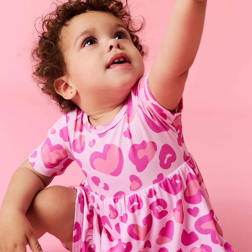 Love Leopard Ruffled Twirl Bodysuit Dress