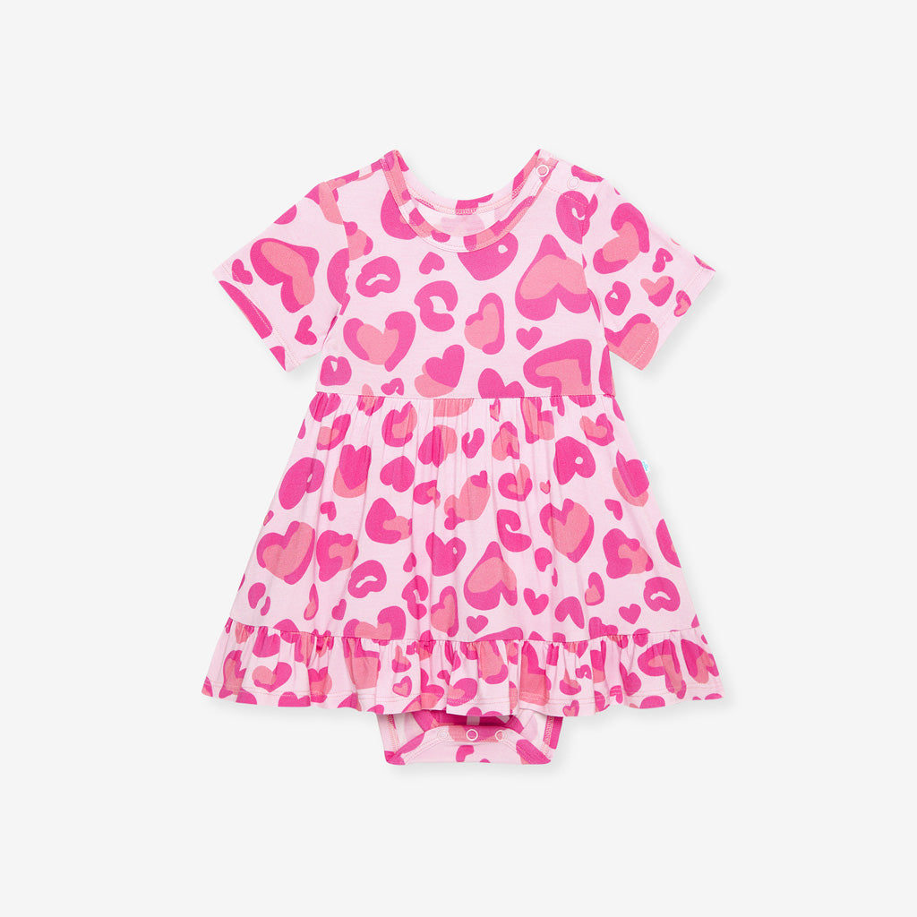 Love Leopard Ruffled Twirl Bodysuit Dress