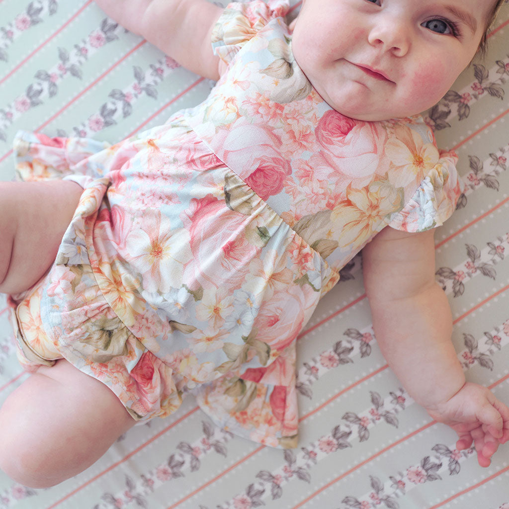 Rose Dreams Ruffled Twirl Bodysuit Dress