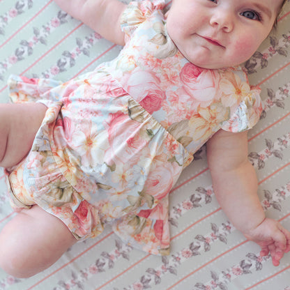 Rose Dreams Ruffled Twirl Bodysuit Dress